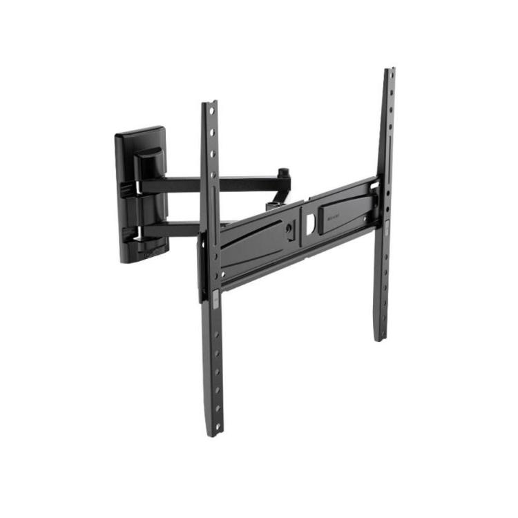 Stenski nosilec za TV z gibljivo roko, prikaz pod kotom z nosilcem ob strani