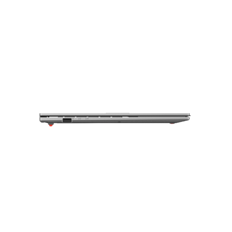 Prenosnik ASUS Vivobook v zaprtem položaju, prikazan z leve strani s tankim profilom ohišja.