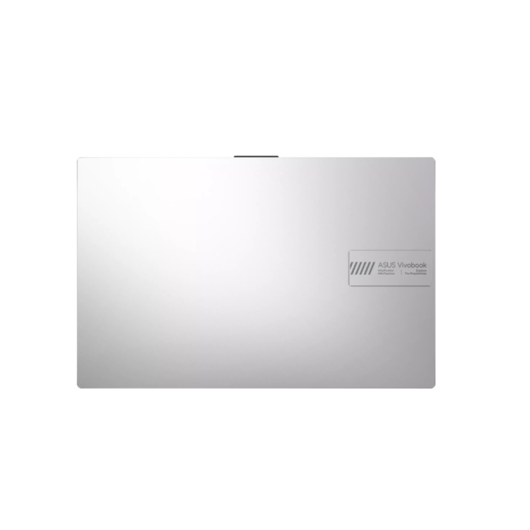 Hrbtna stran prenosnika ASUS Vivobook v srebrni barvi z minimalističnim dizajnom pokrova.