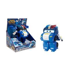 Transformirajoča figura Lucie iz Super Wings Electric Heroes, ki se iz policijskega avtomobila spremeni v robota, primerna za otroke 3+.