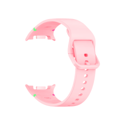 Rožnat silikonski pašček Samsung Stitch za Galaxy Watch, mehak material, barvni detajli, klasična zaponka.