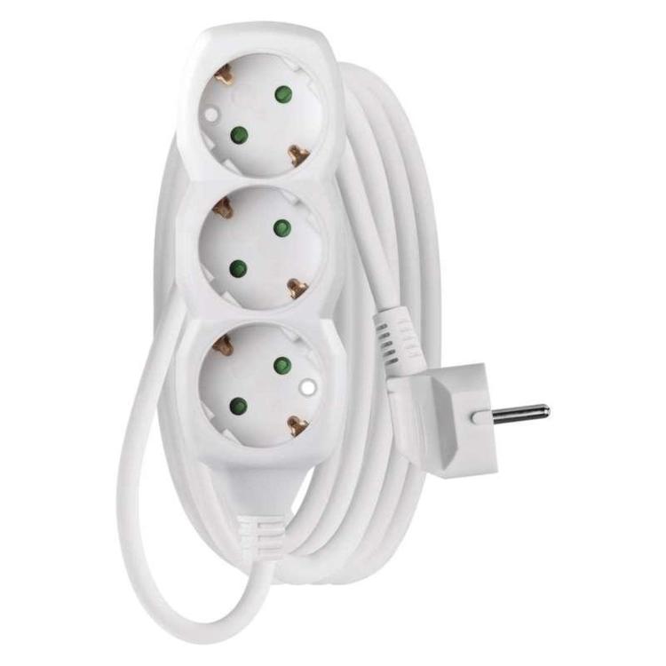 Podaljšek Emos 3 m / 3 vtičnice / beli / PVC / 1,5 mm2
