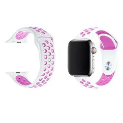 Silikonski pašček Sport za Apple Watch, 38/40/41 mm, belo-roza_1