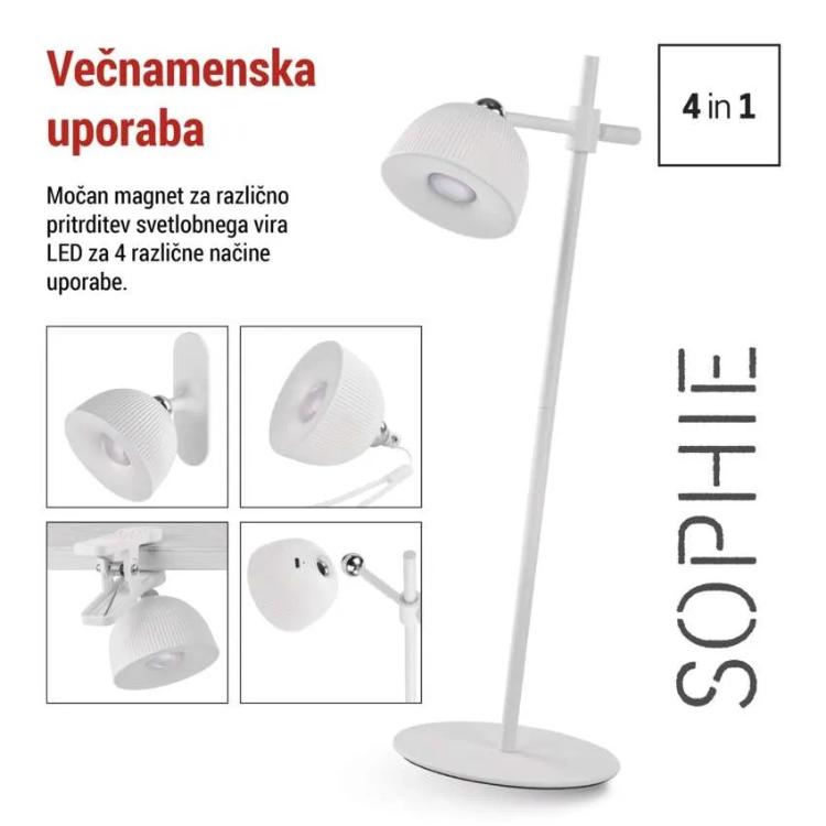 Namizna LED svetilka Emos SOPHIE, polnilna, bela