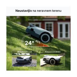 AI ANTHBOT GENIE 1000 zanesljivo kosi na naklonih do 24° ter premaguje neravne površine in robove.