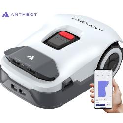 AI ANTHBOT GENIE 1000 z aplikacijo za nastavitev urnika košnje in upravljanje območij.