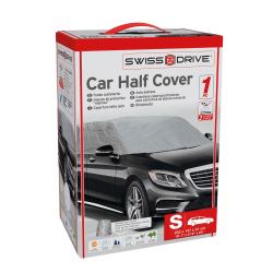 Embalaža "Swiss Drive Car Half Cover" z sliko avta, rdečim okvirjem in tehničnimi podatki.