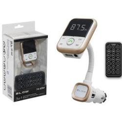 Prenosni FM-oddajnik Blow, 3v1, Bluetooth, polnilec, prostoročno telefoniranje, bel-zlat (74-129)_2