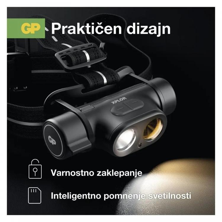 Naglavna LED svetilka GP PHR19, 1200 lm