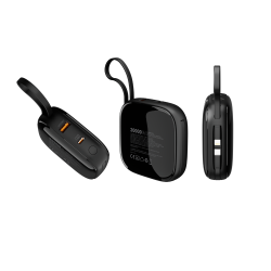 Različni pogledi Chameleon power banka: spredaj, zadaj in ob strani, vidni priključki in kapaciteta 20.000 mAh.