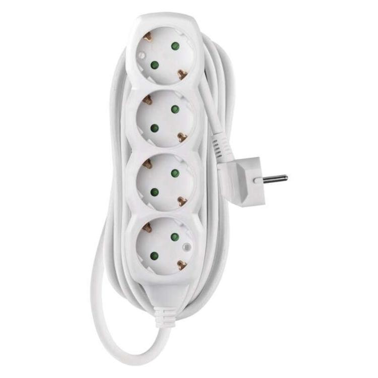 Podaljšek Emos 5 m / 4 vtičnice / beli / PVC / 1,5 mm2