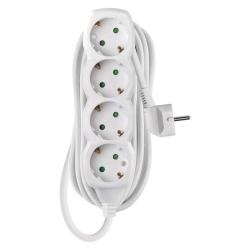 Podaljšek Emos 5 m / 4 vtičnice / beli / PVC / 1,5 mm2