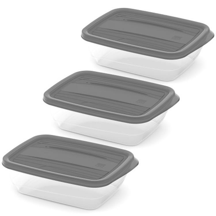 Posodica za shranjevanje hrane Curver 3505-Q58 Vedo, 3x 1 l, siva