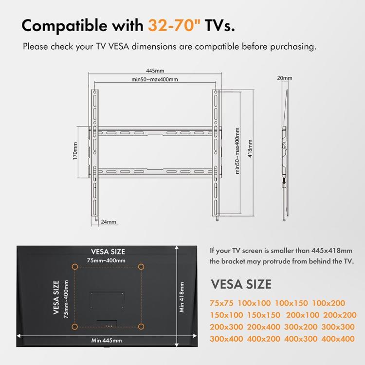 Nagibni stenski TV nosilec VonHaus 32 do 55''
