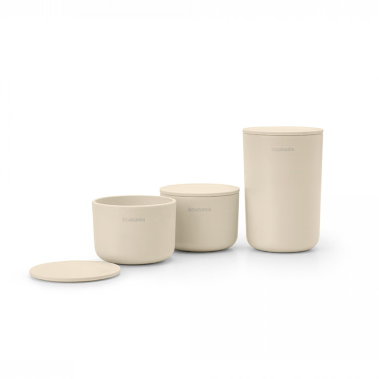 Set 3 lončkov za kopalnico Brabantia, bež