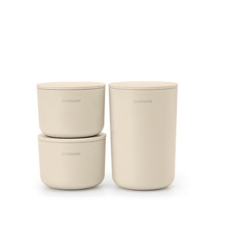 Set 3 lončkov za kopalnico Brabantia, bež
