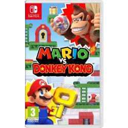 Mario vs. Donkey Kong za Nintendo Switch, uradna naslovnica z Mariom, Donkey Kongom, velikim zlatim ključem in ugankarskimi nivoji.