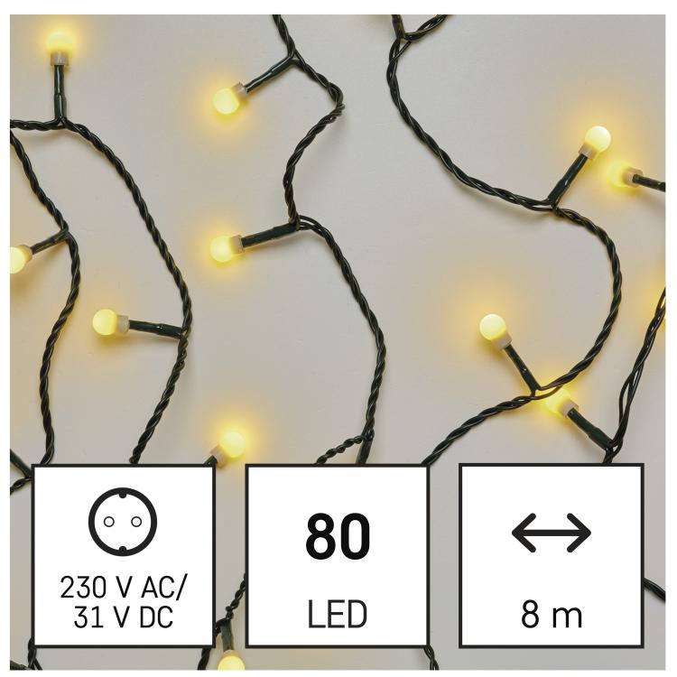 LED božična cherry veriga kroglice, 8 m, zunanja in notranja, topla bela_1