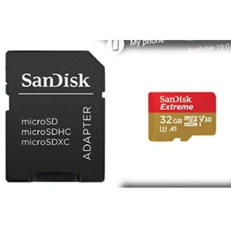Spominska kartica SanDisk MicroSDHC 32 GB Extreme, UHS-I Speed Class 3 (U3), A1, V30 + SD adapter