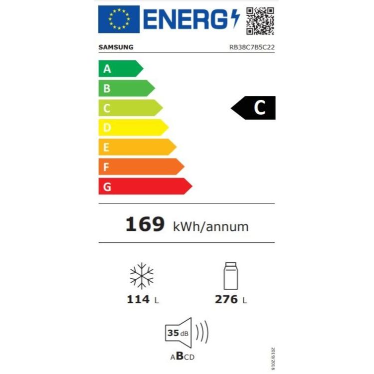 Hladilnik z zamrzovalnikom Samsung Bespoke RB38C7B5C22/EF Wi-Fi, 390 l, C, 203 cm, črna