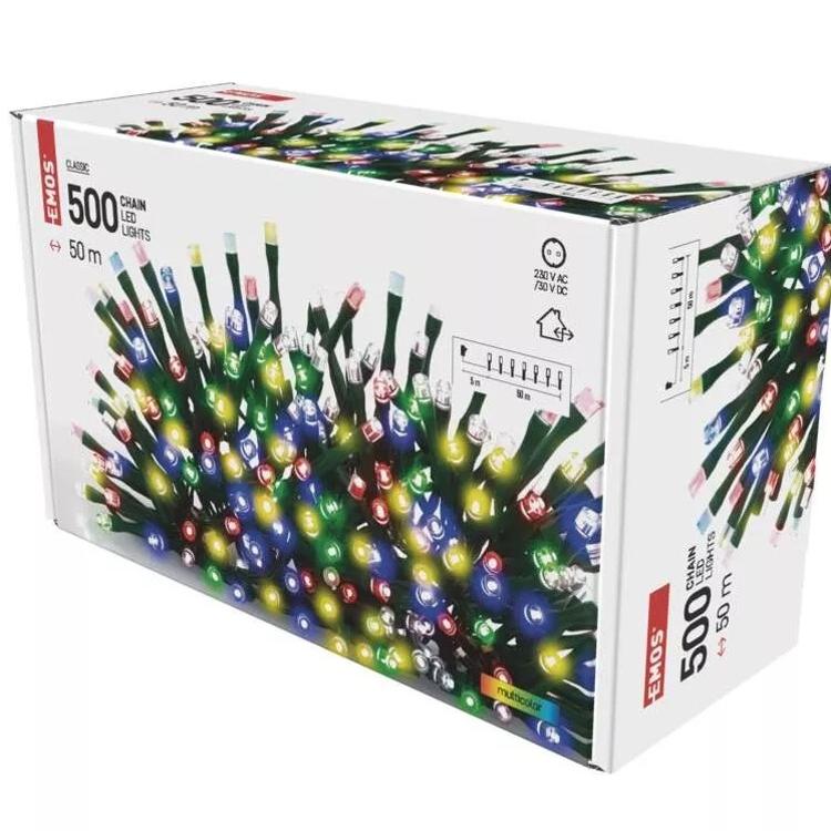 Božična veriga, 500 LED, 50 m, zunanja in notranja, večbarvna, programi_1