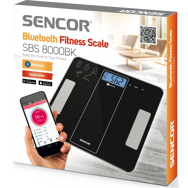 Osebna tehtnica Sencor SBS8000BK, bluetooth