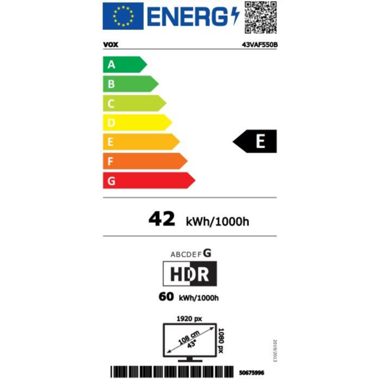 Televizor VOX 43VAF550B Full HD, Direct LED, Smart TV, diagonala 109 cm