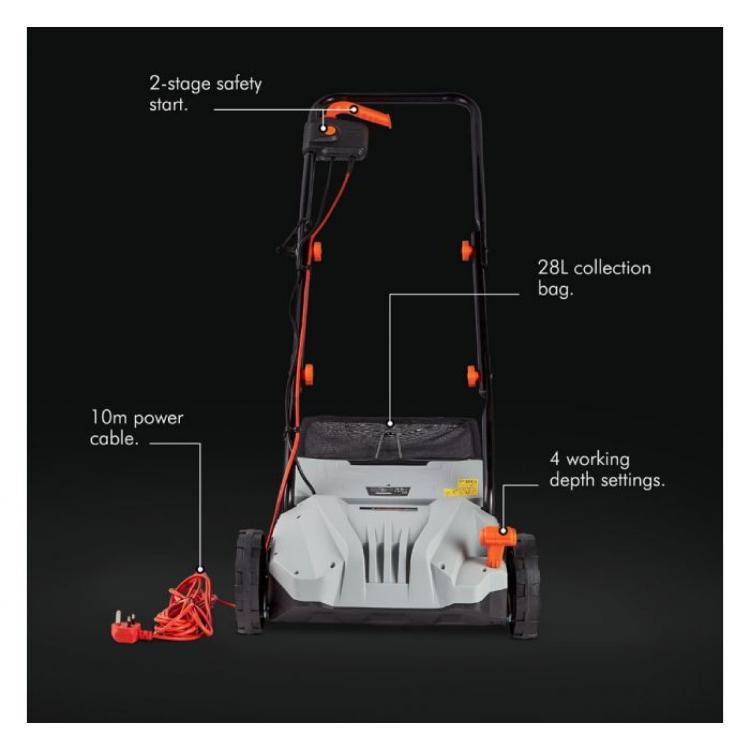 Električni prezračevalnik trate VonHaus, 1300 W, 32 cm