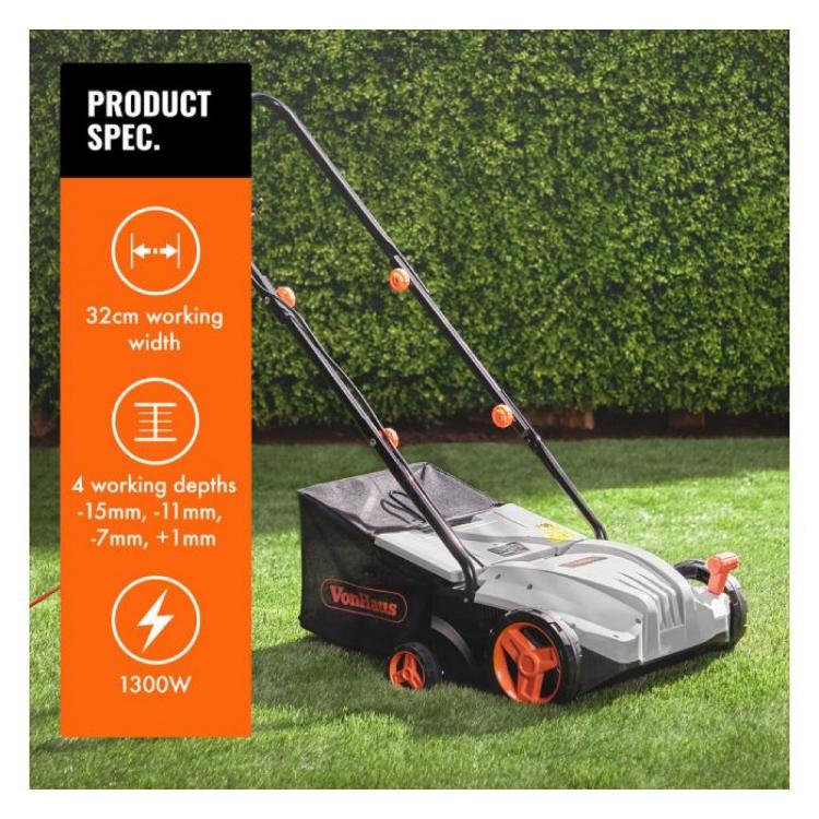 Električni prezračevalnik trate VonHaus, 1300 W, 32 cm