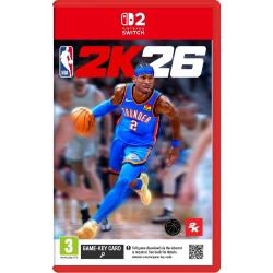 NBA 2K26 za Nintendo Switch 2, uradna naslovnica s košarkarjem Oklahoma City Thunder, oznako Game‑Key Card in PEGI 3.