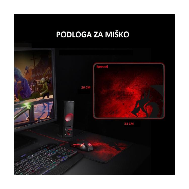 Redragon Gaming set 4v1 - tipkovnica, miška, slušalke in podloga za miško_4