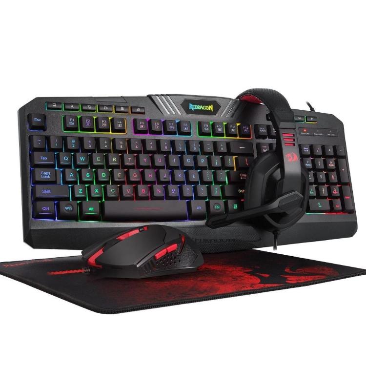 Redragon Gaming set 4v1 - tipkovnica, miška, slušalke in podloga za miško