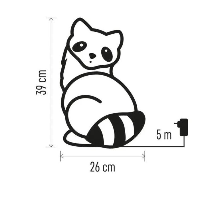 LED dekoracija svetleči rakun Emos, 39 cm, zunanja in notranja, hladna bela