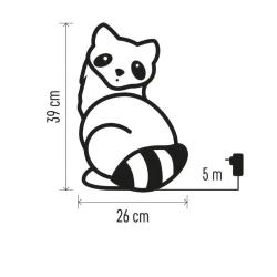 LED dekoracija svetleči rakun Emos, 39 cm, zunanja in notranja, hladna bela