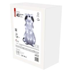 LED dekoracija svetleči rakun Emos, 39 cm, zunanja in notranja, hladna bela