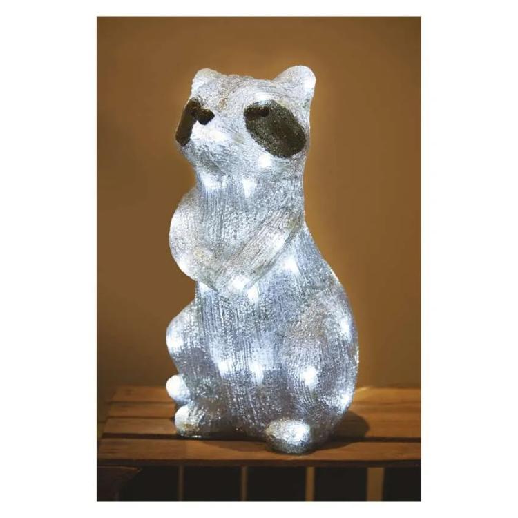 LED dekoracija svetleči rakun Emos, 39 cm, zunanja in notranja, hladna bela
