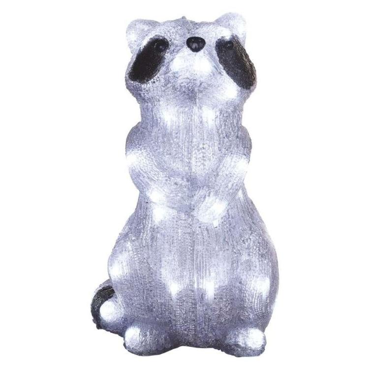 LED dekoracija svetleči rakun Emos, 39 cm, zunanja in notranja, hladna bela
