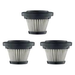 Trije filtrirni vložki za ročni sesalnik z nagubano belo površino in črnim robom