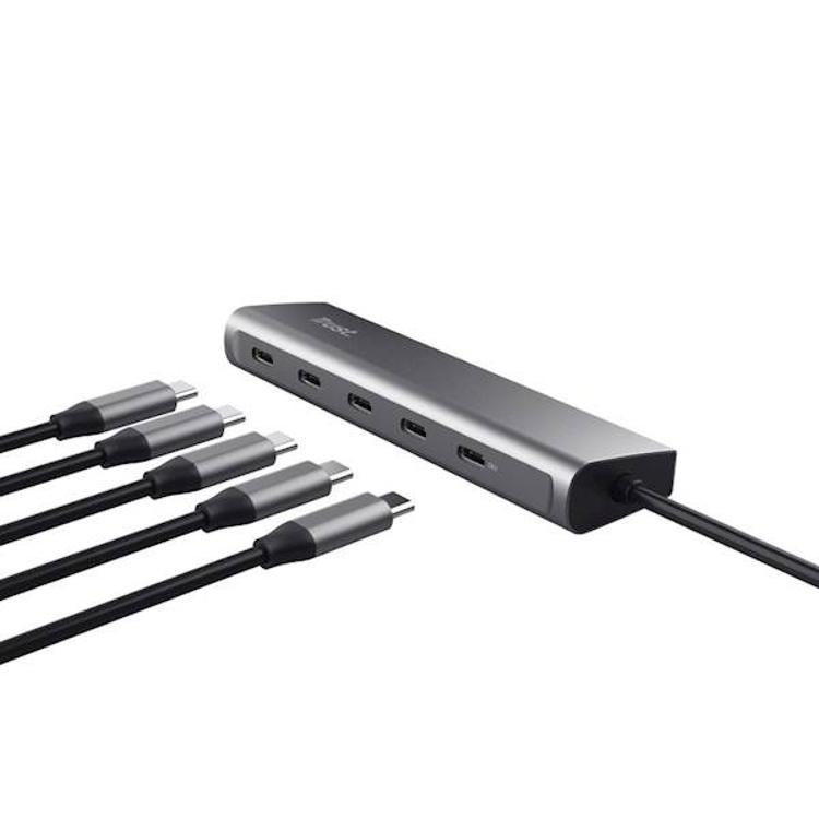 Portni razdelilnik Trust USB - C HUB Halyx, 4 x USB - C, 1 x USB - C PD