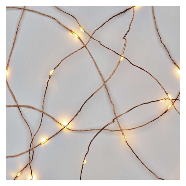 Božična nano veriga Emos bakrena, LED 40, 4 m, zunanja in notranja, topla bela, časovnik