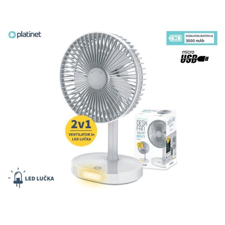 Namizni ventilator z LED lučko Platinet