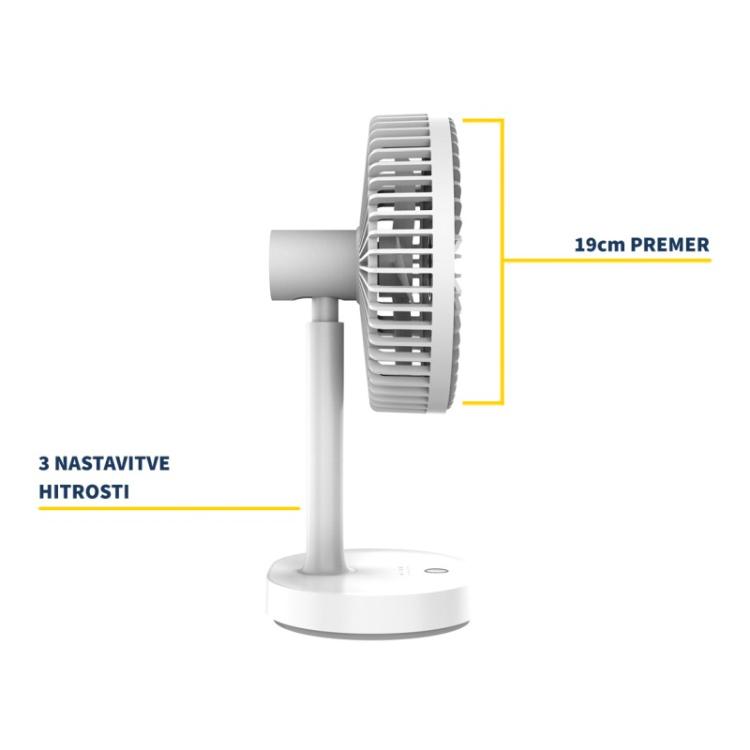 Namizni ventilator z LED lučko Platinet
