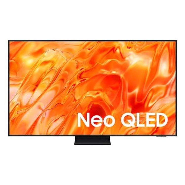 Sprednji pogled na Samsung QE55QN72HAU Neo QLED 55" z živahnim oranžnim prikazom.