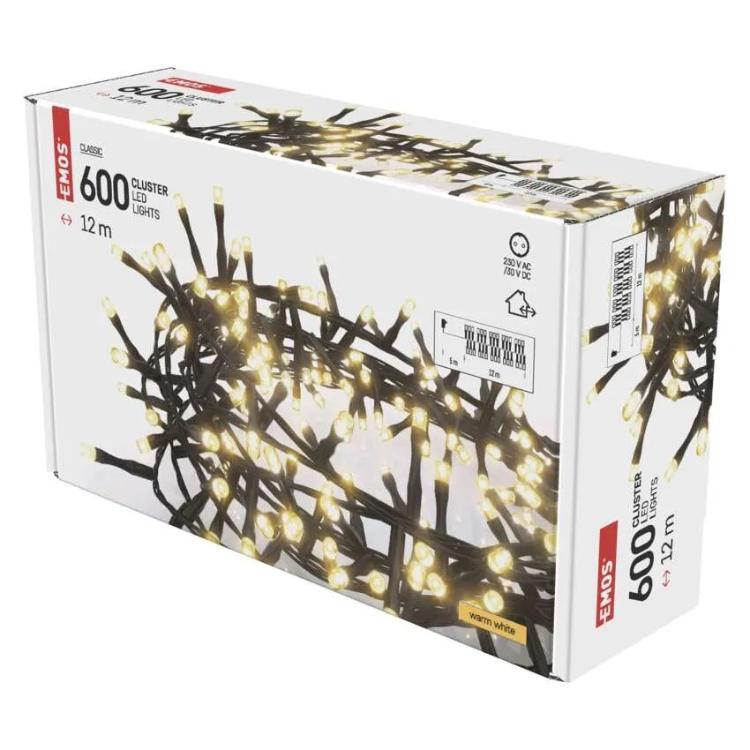 Božična veriga jež Emos, LED, 12 m, zunanja in notranja, topla bela