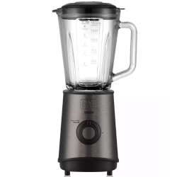 Black+Decker namizni blender 800 W z inox ohišjem, stekleno mešalno posodo prostornine 1,5 l in vrtljivim gumbom za nastavitev hitrosti ter pulzno funkcijo