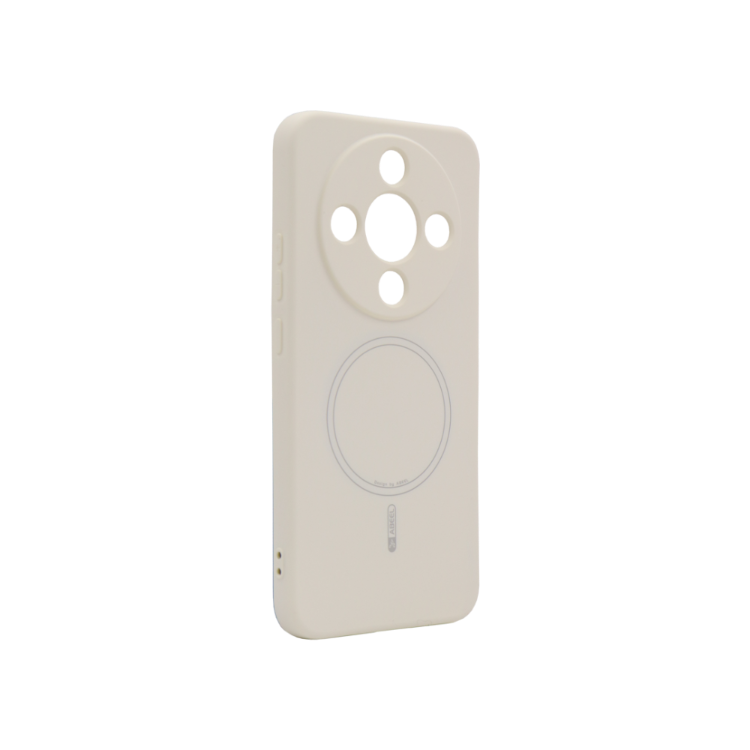 Prosojen zaščitni ovitek za Honor Magic8 Lite v pastelni bež barvi z označenim svetlo sivim magnetnim krogom.