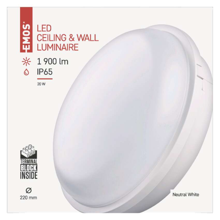 Nadometno LED svetilo Emos QARI, okroglo, 20W, nevtralno bela