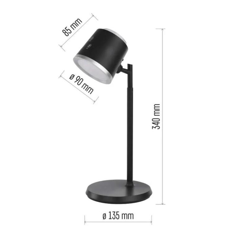 Namizna LED svetilka Emos ABBIE, polnilna, črna