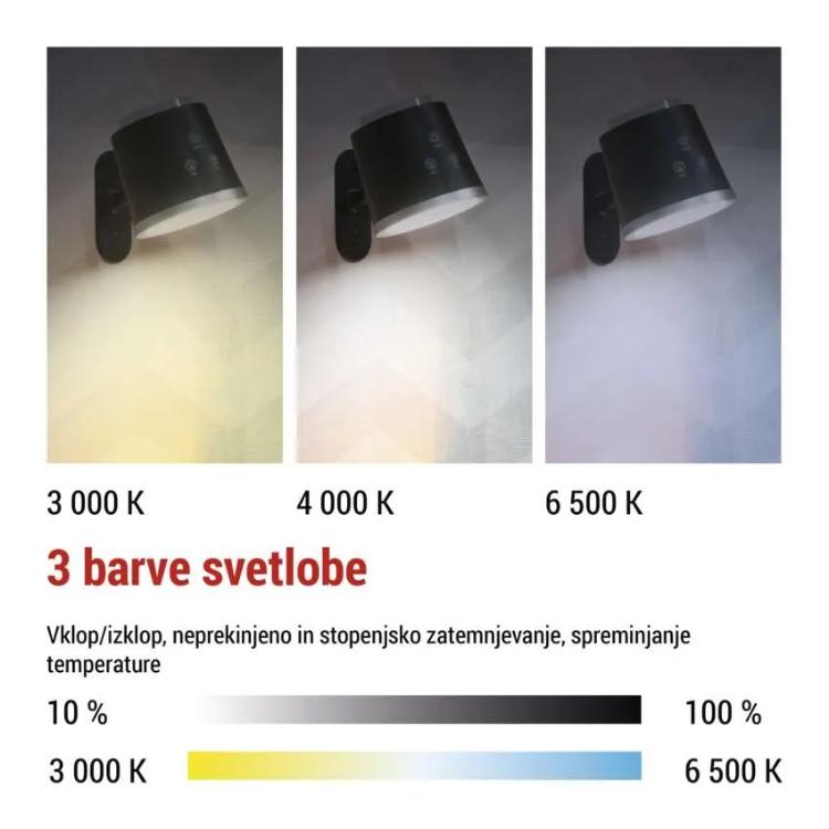 Namizna LED svetilka Emos ABBIE, polnilna, črna