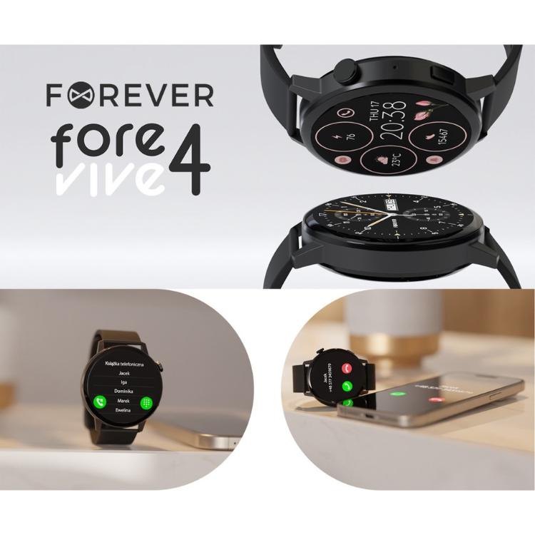 Pametna ura Forever ForeVive 4 SB-350, 1.32", IP67, Android + iOS, črna